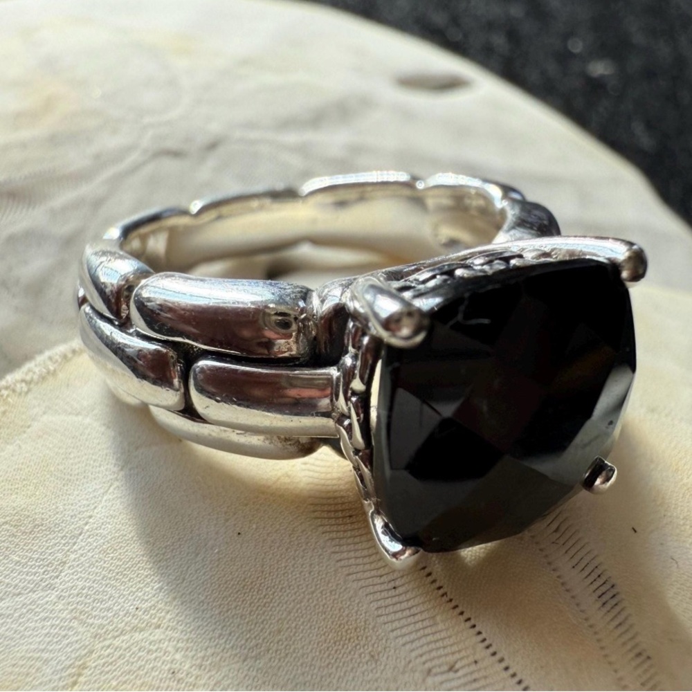JOHN HARDY JAI Black Onyx & Sterling Silver Ring Size 6